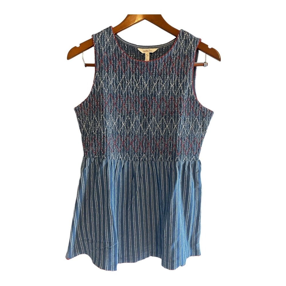 Matilda Jane Smocked Top Women's‎ Size Small Blue Sleeveless